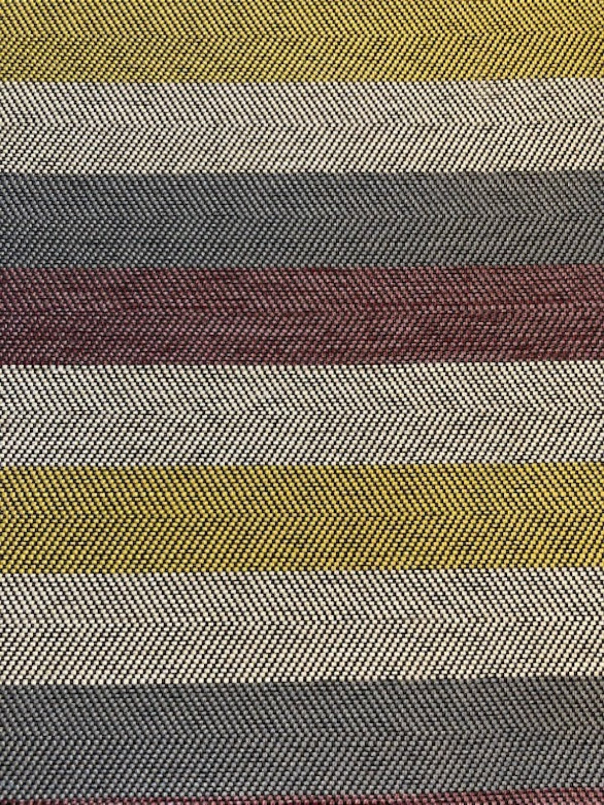 Mustard/Purple/Teal/Silver Herringbone Stripe Furnishing with Fire Retardant Backing
