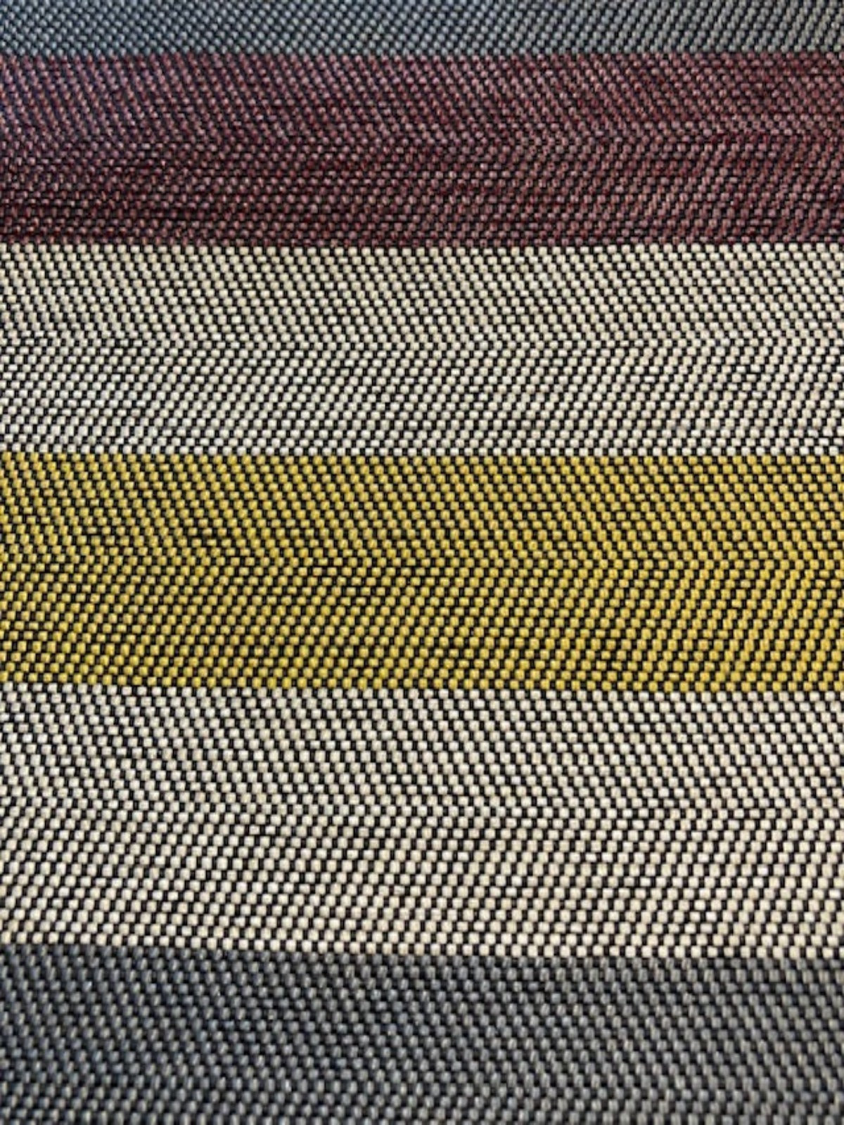 Mustard/Purple/Teal/Silver Herringbone Stripe Furnishing with Fire Retardant Backing