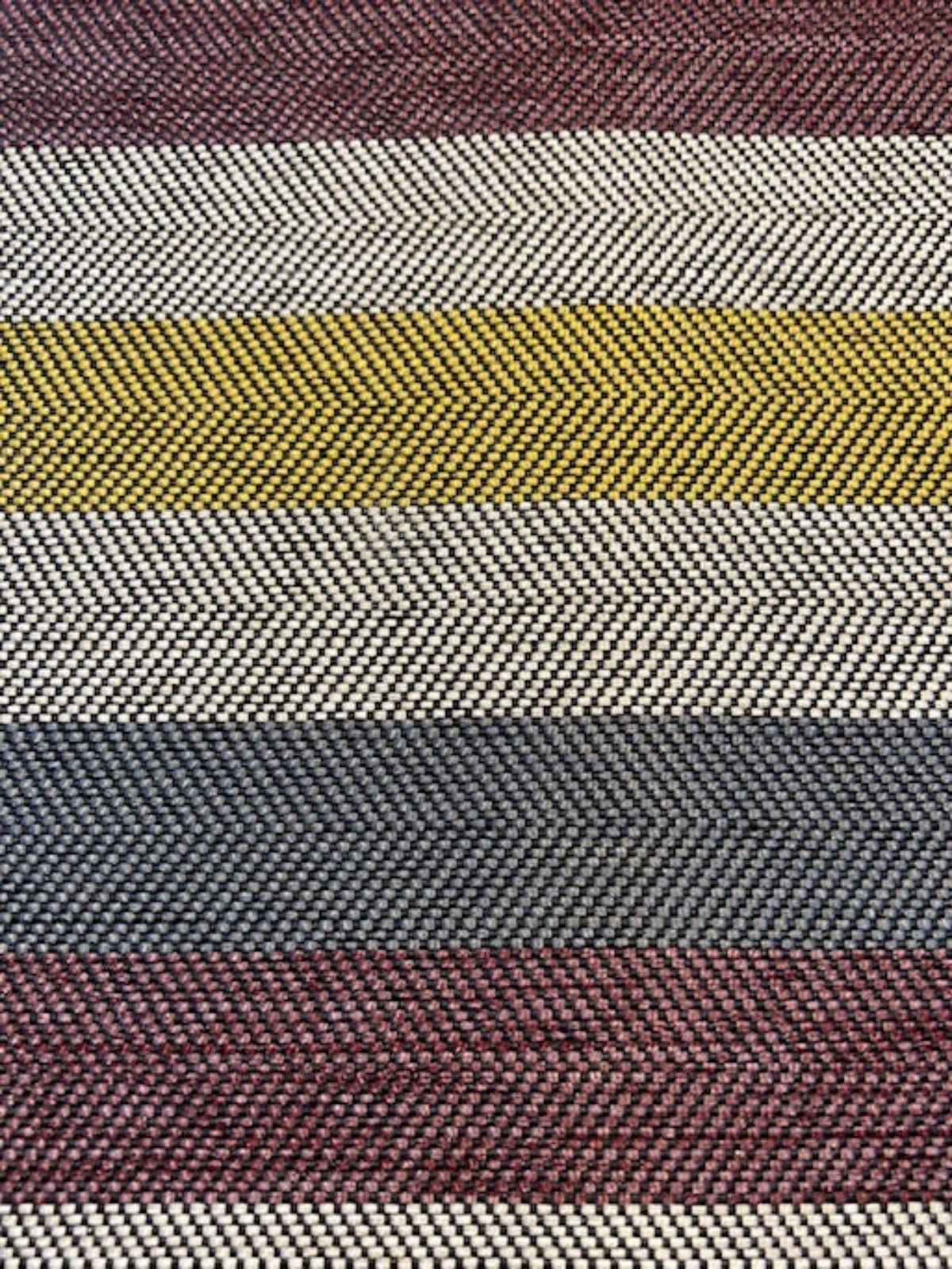 Mustard/Purple/Teal/Silver Herringbone Stripe Furnishing with Fire Retardant Backing