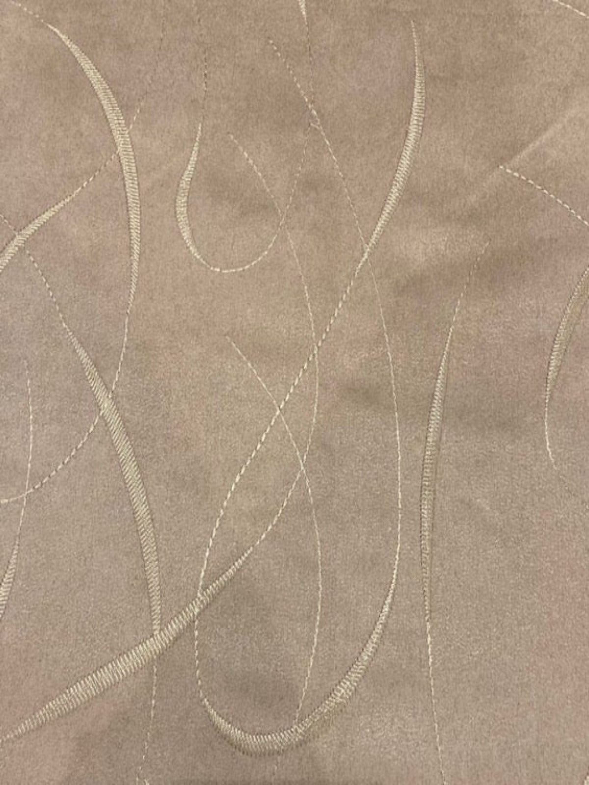 Beige Single Sided Suede with Swirl Embroidery