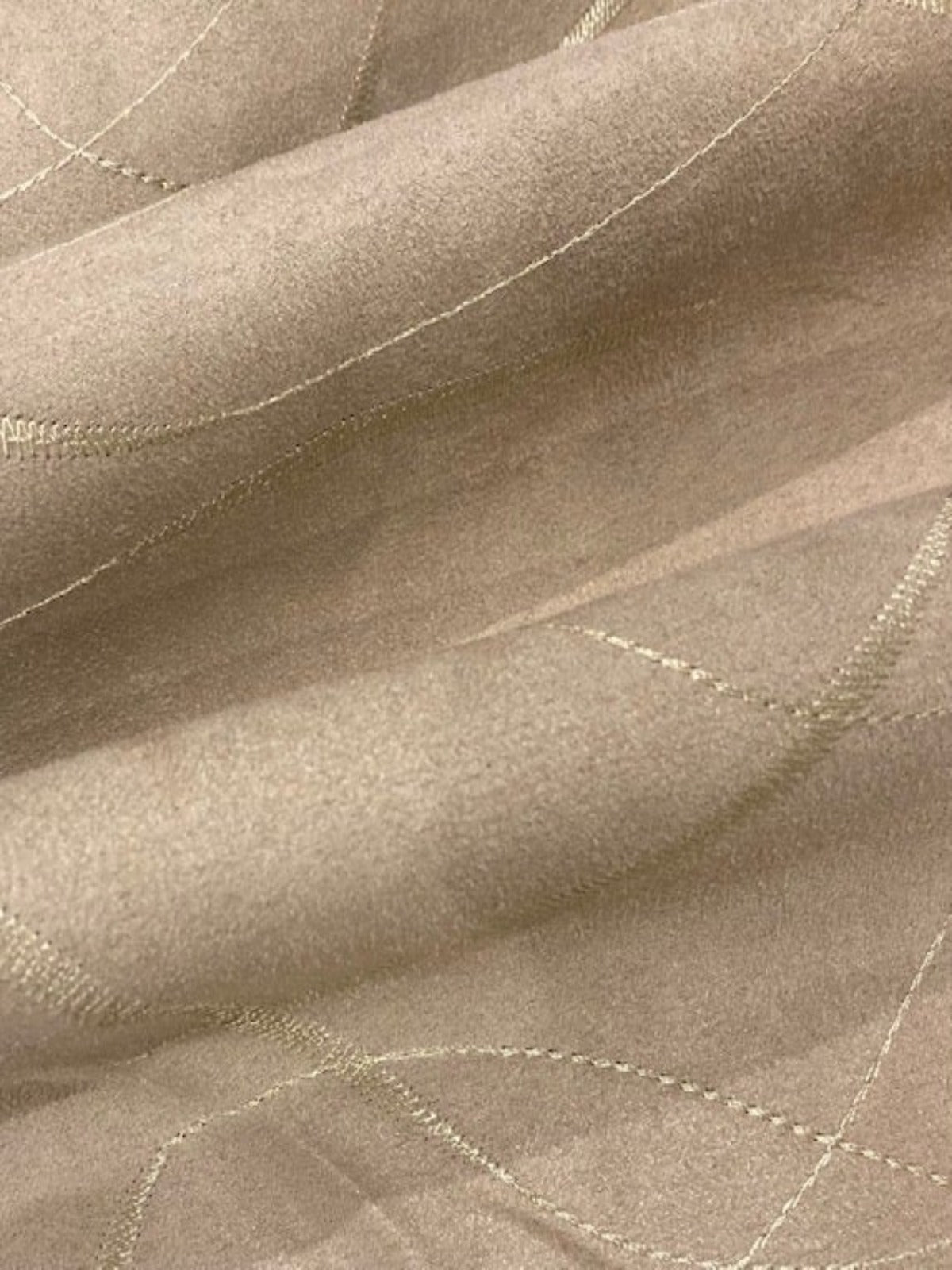 Beige Suede Fabric with Swirl Embroidery – Polyester Dress & Top Fabric