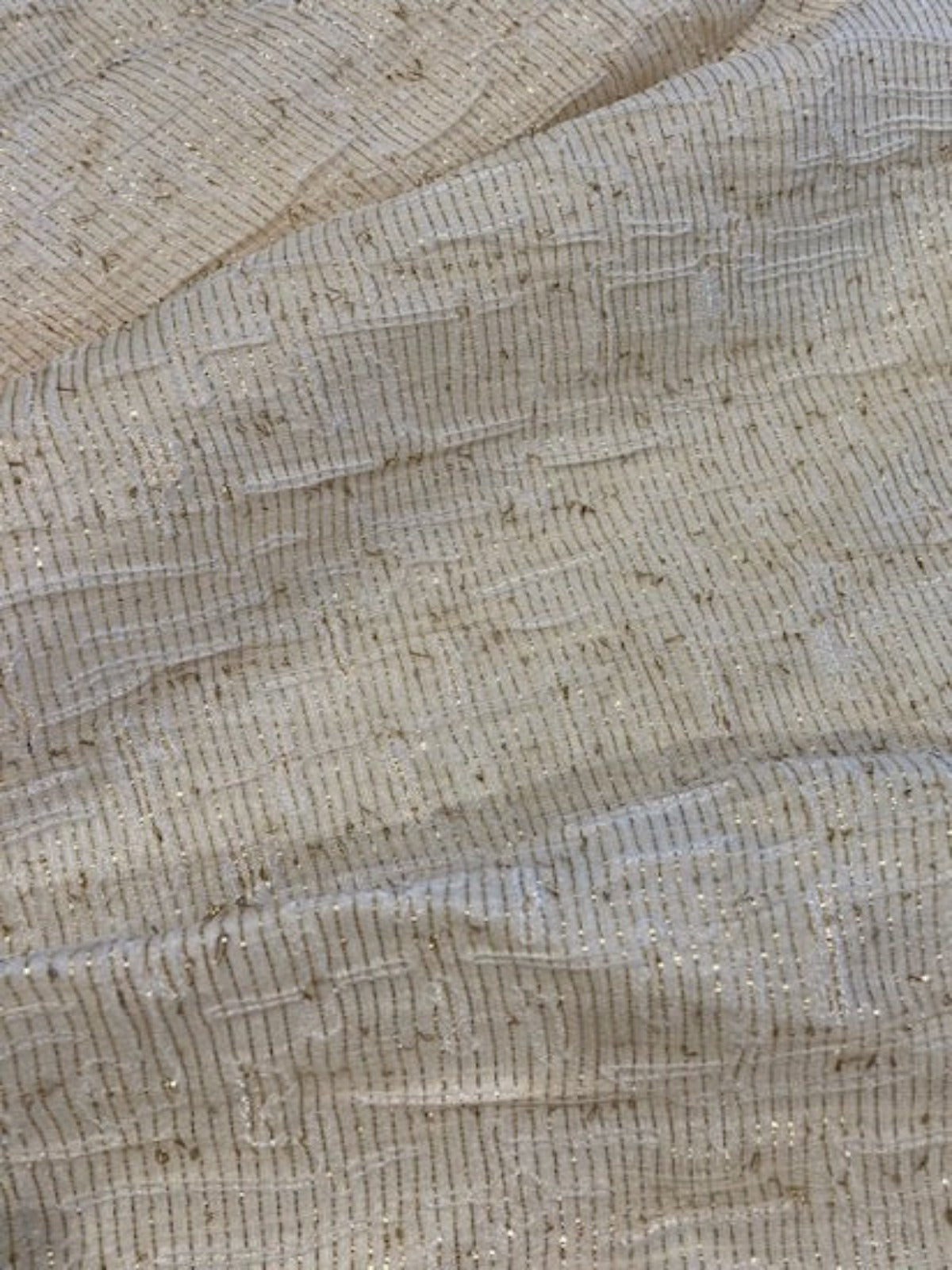 Cream Embossed with Gold Lurex Detail