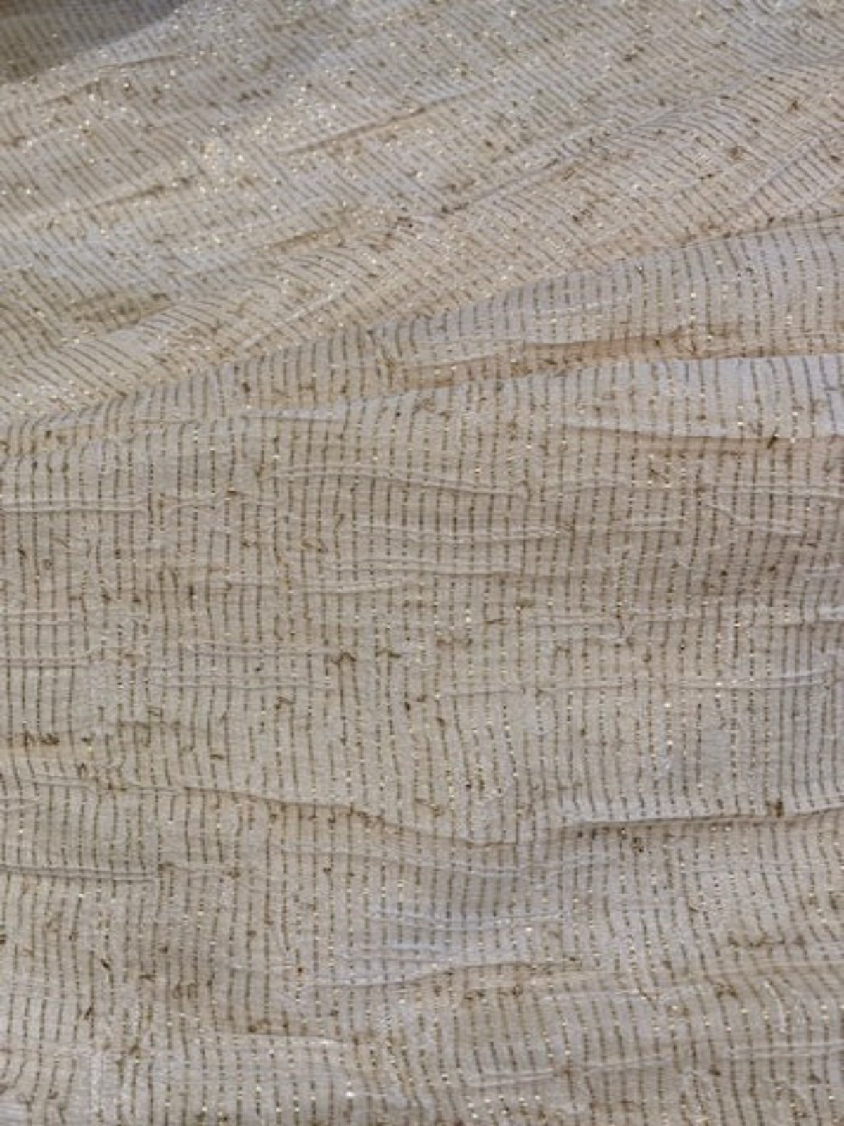 Cream Embossed with Gold Lurex Detail