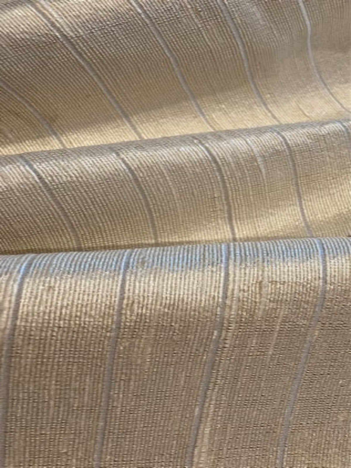 Pale Cream Slight Sheen Silk Dupion with 2cm Stripe