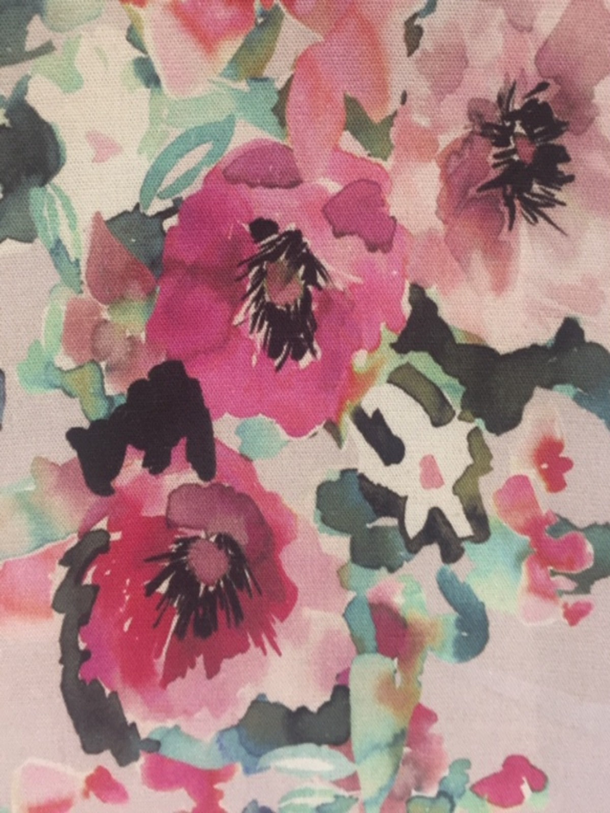 Multi Flower Print on Pale Mauve Linen / Rayon Stretch