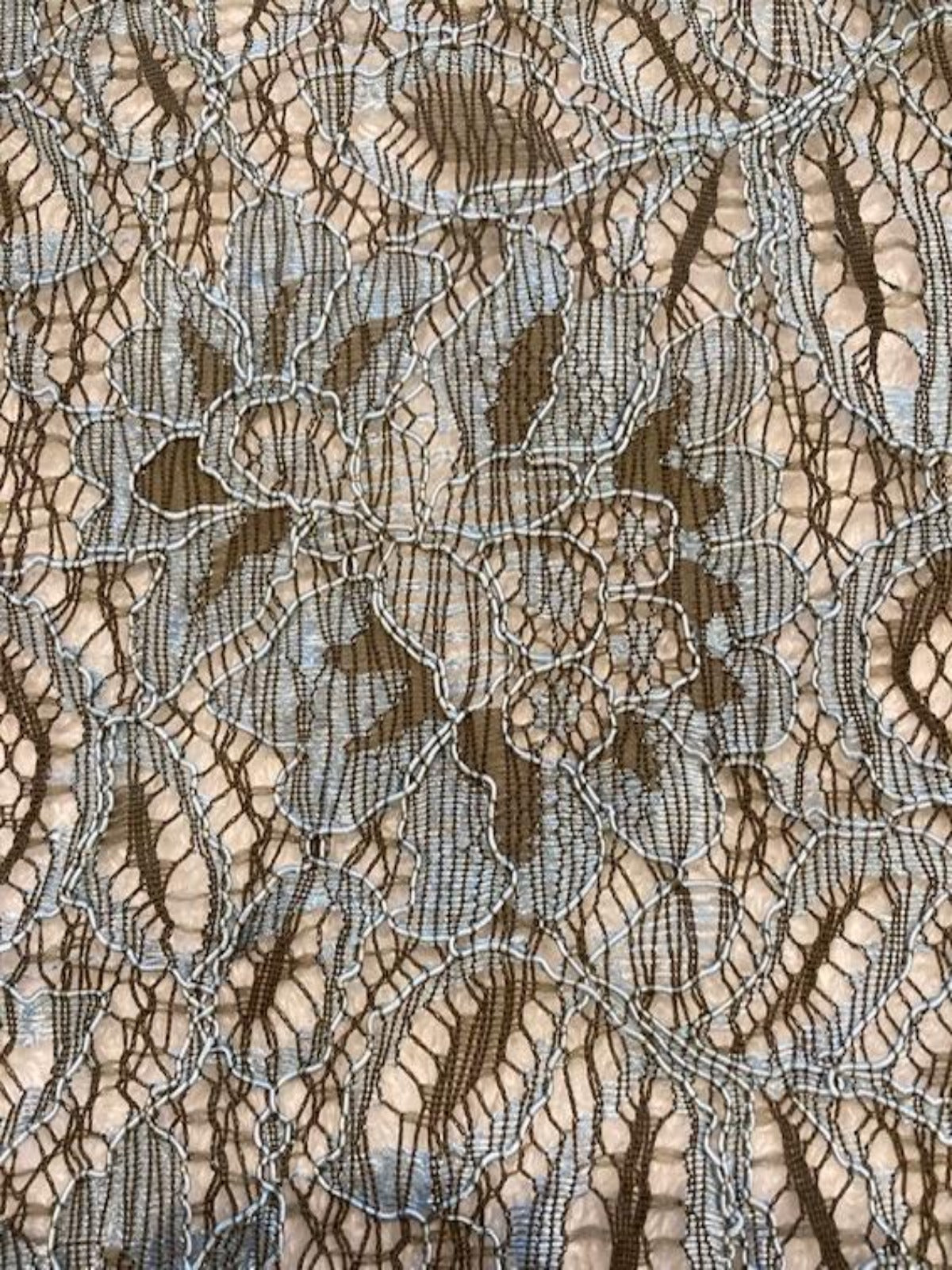 Duck Egg & Moss Green Corded Lace with Scalloped Edge – 135 cm Wide