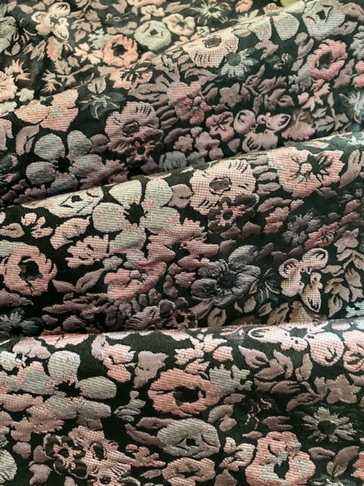 Dusty Pink Jacquard on Black Fabric – Dresses, Skirts & Tops