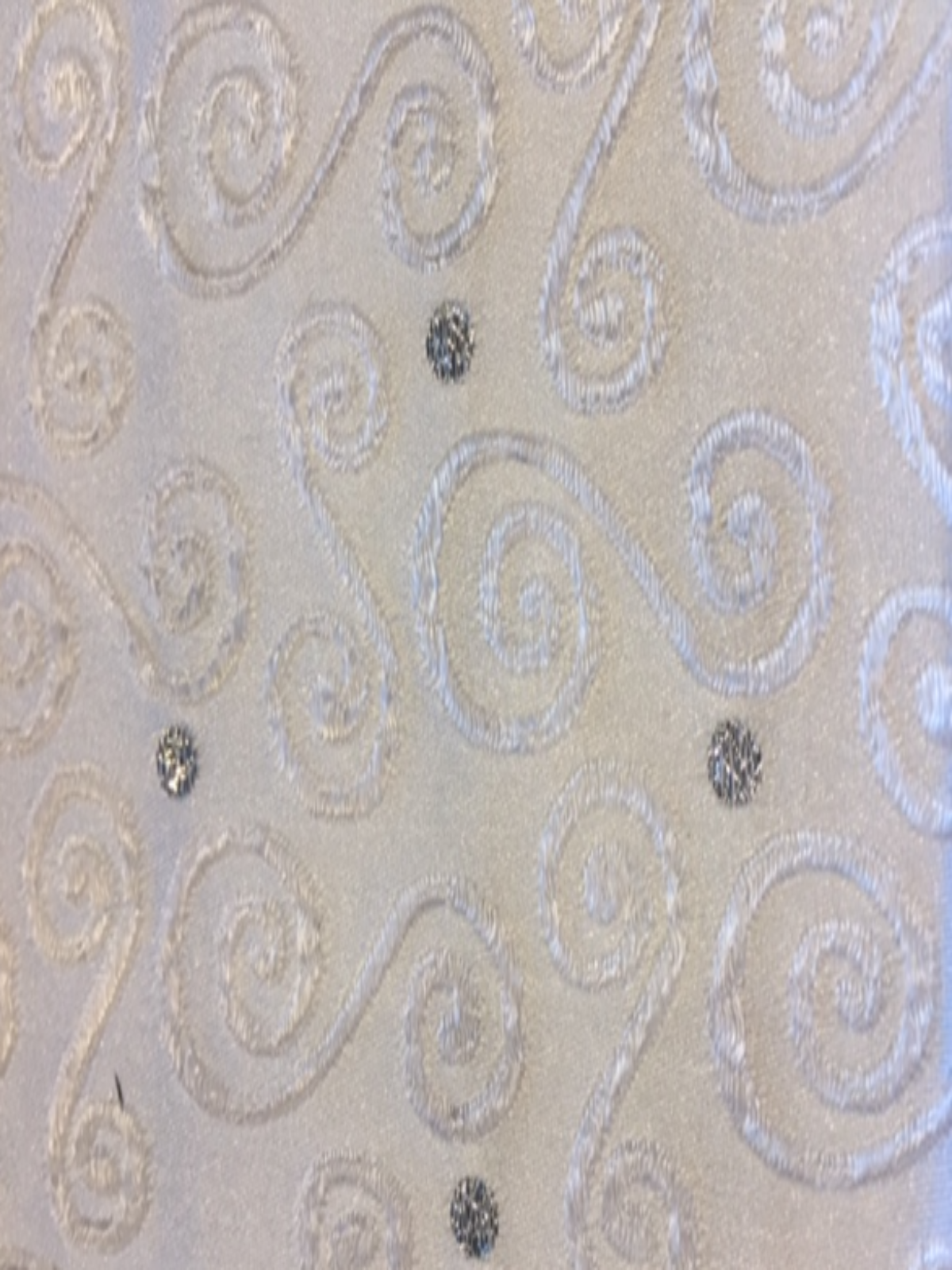 White Swirl Jacquard with Silver Lurex Spot