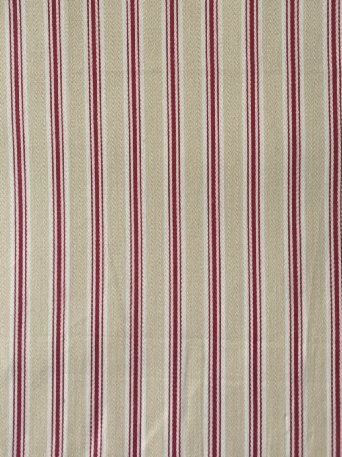 Red/Cream Cotton Stripe - Deadstock fabric on AmoThreads