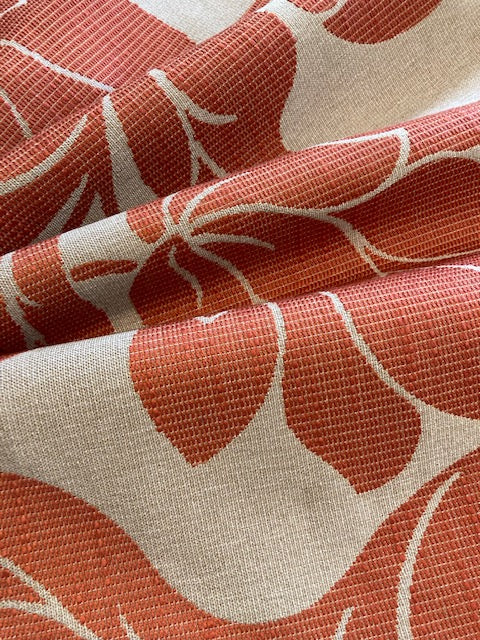 Burnt Orange Leaf & Flower Jacquard Furnishing