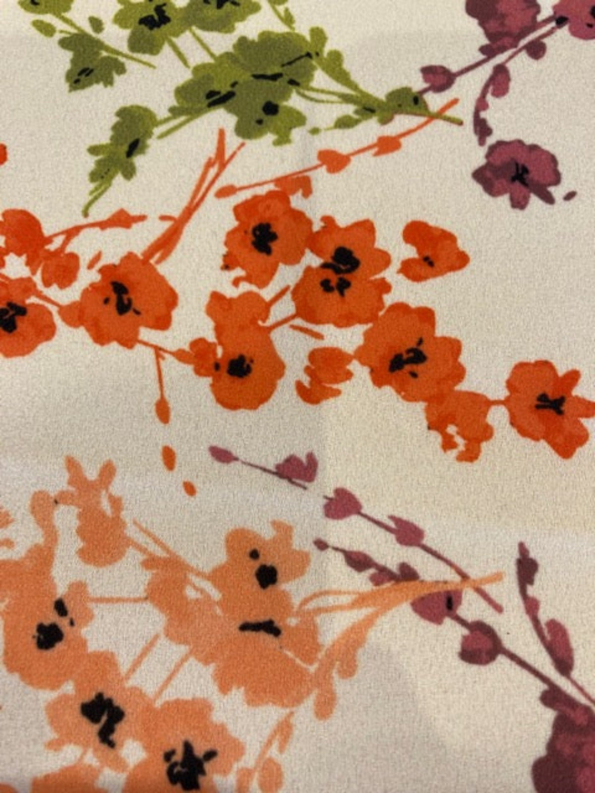 Multi Coloured Sprigs of Flowers on Nude Crepe