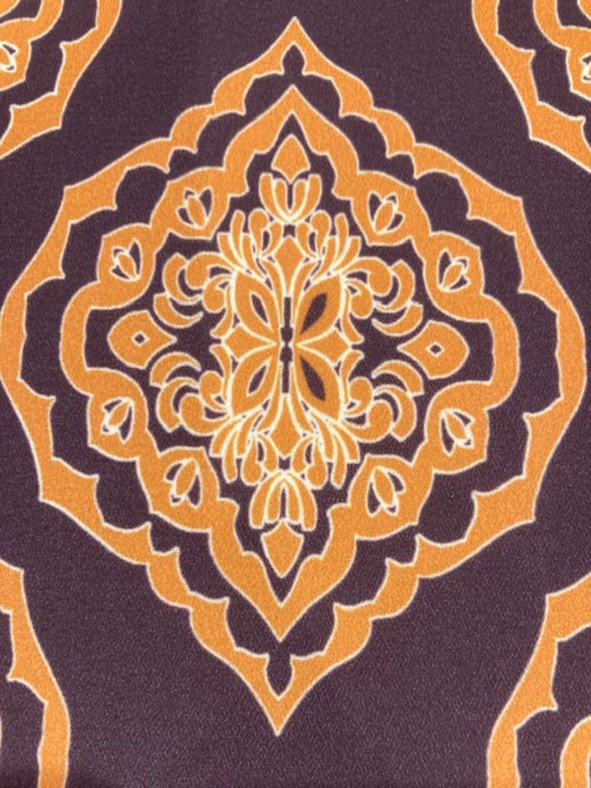 Gold Geometric on Chestnut Crepe – 100% Polyester, 145 cm Wide