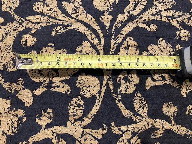 Gold Print on Black Silk Dupion (Heavily Slubbed)