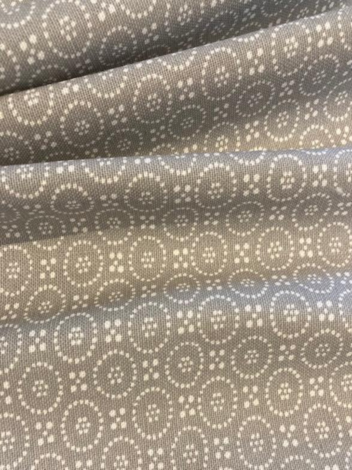 Grey Spot Circles on Cotton Fabric
