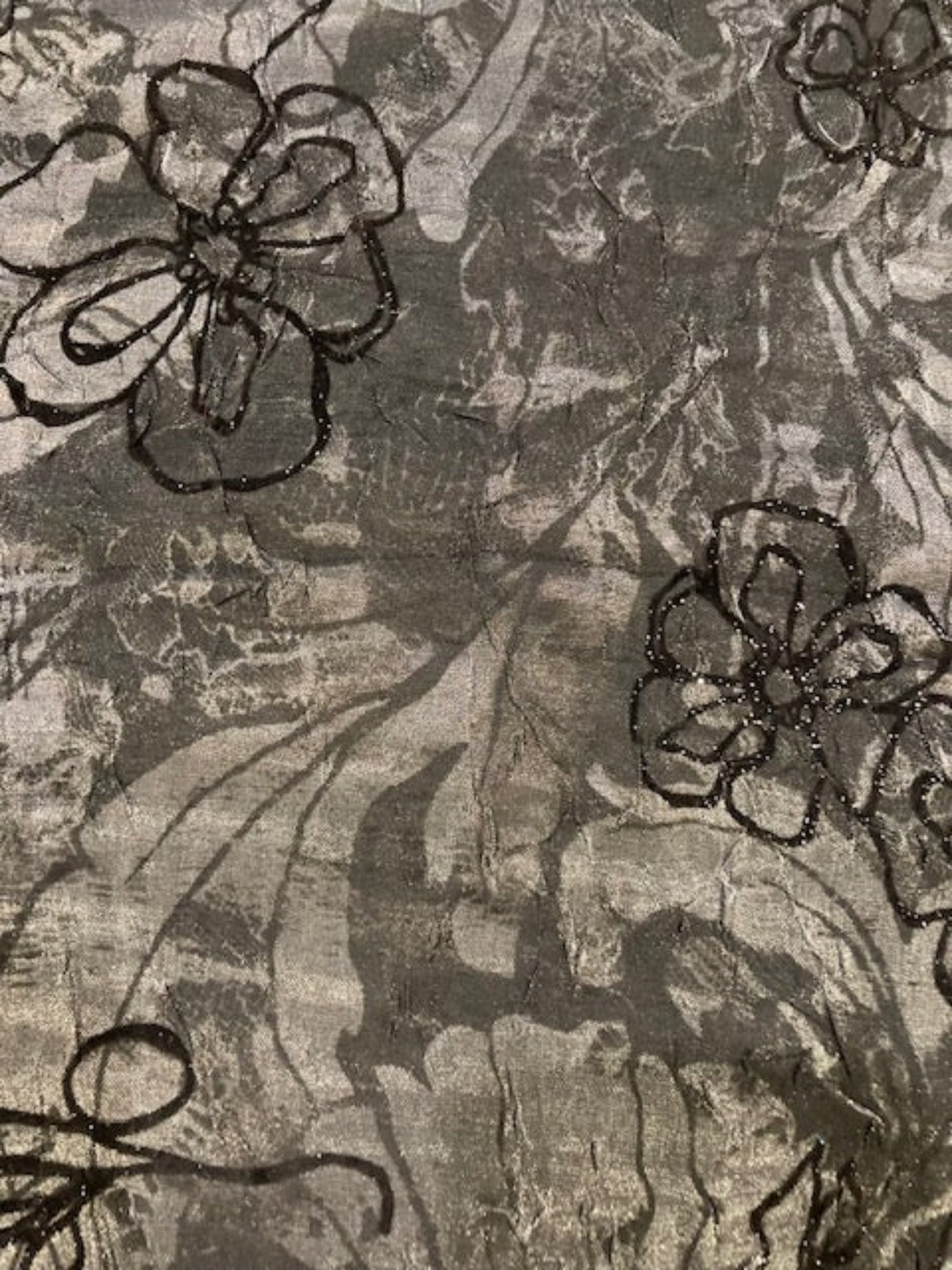 Black Flock Glitter on Grey Irridescent Print