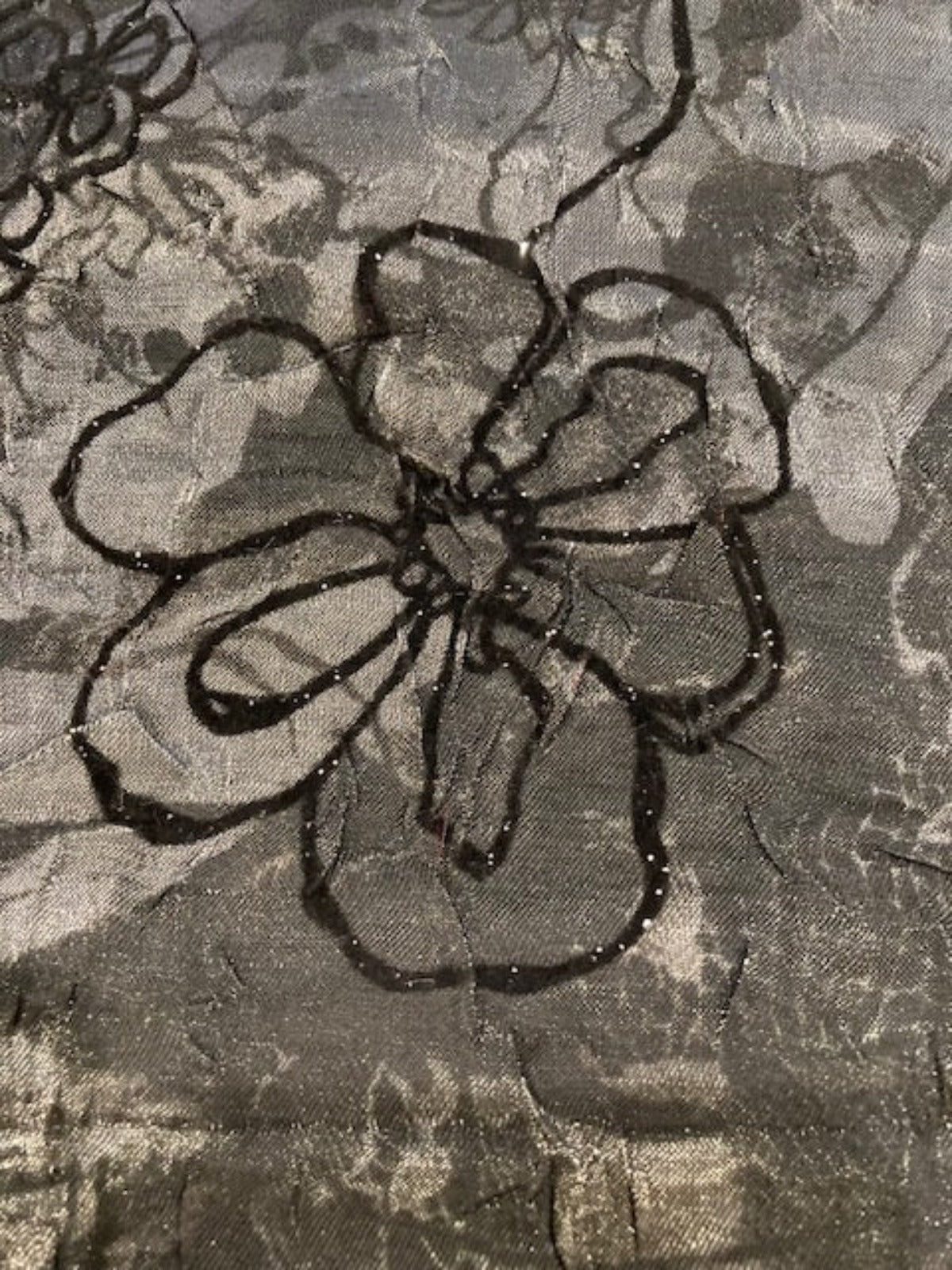 Black Flock Glitter on Grey Irridescent Print