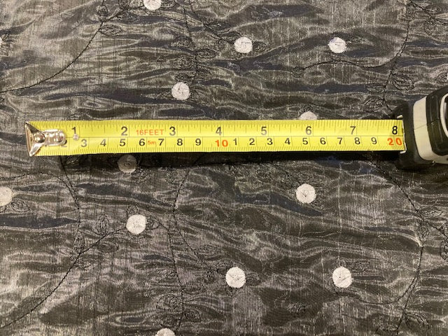 Silver Shimmer Organza on Black Taffeta with Embroidery, Double Fabric