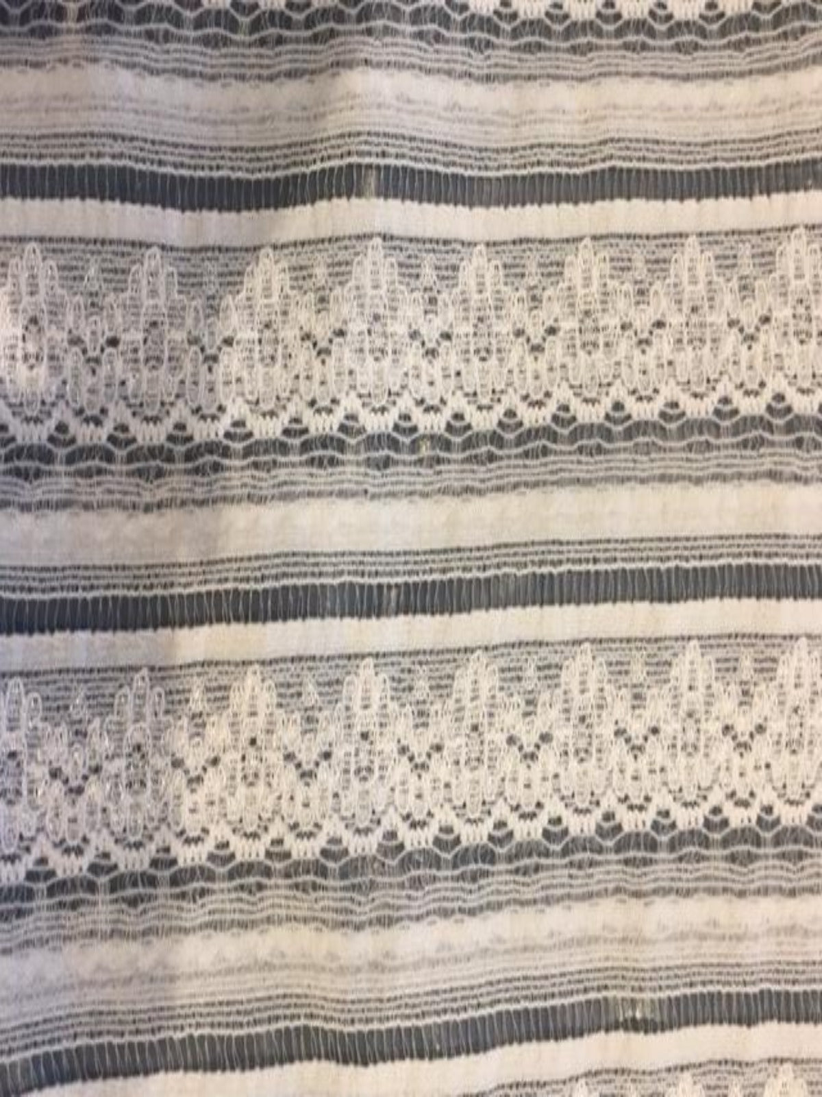 Ivory directional stretch lace with silver lurex thread - Deadstock fabric on AmoThreads