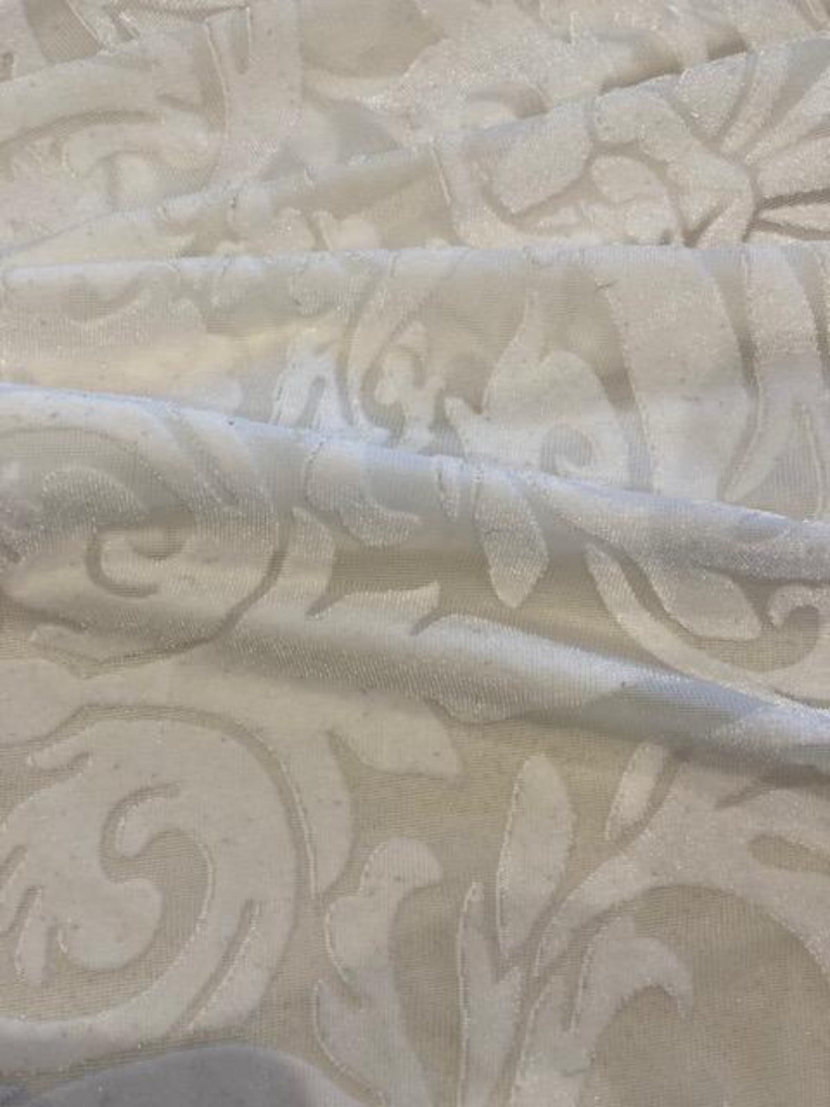 Ivory Stretch Velvet Burnout Fabric