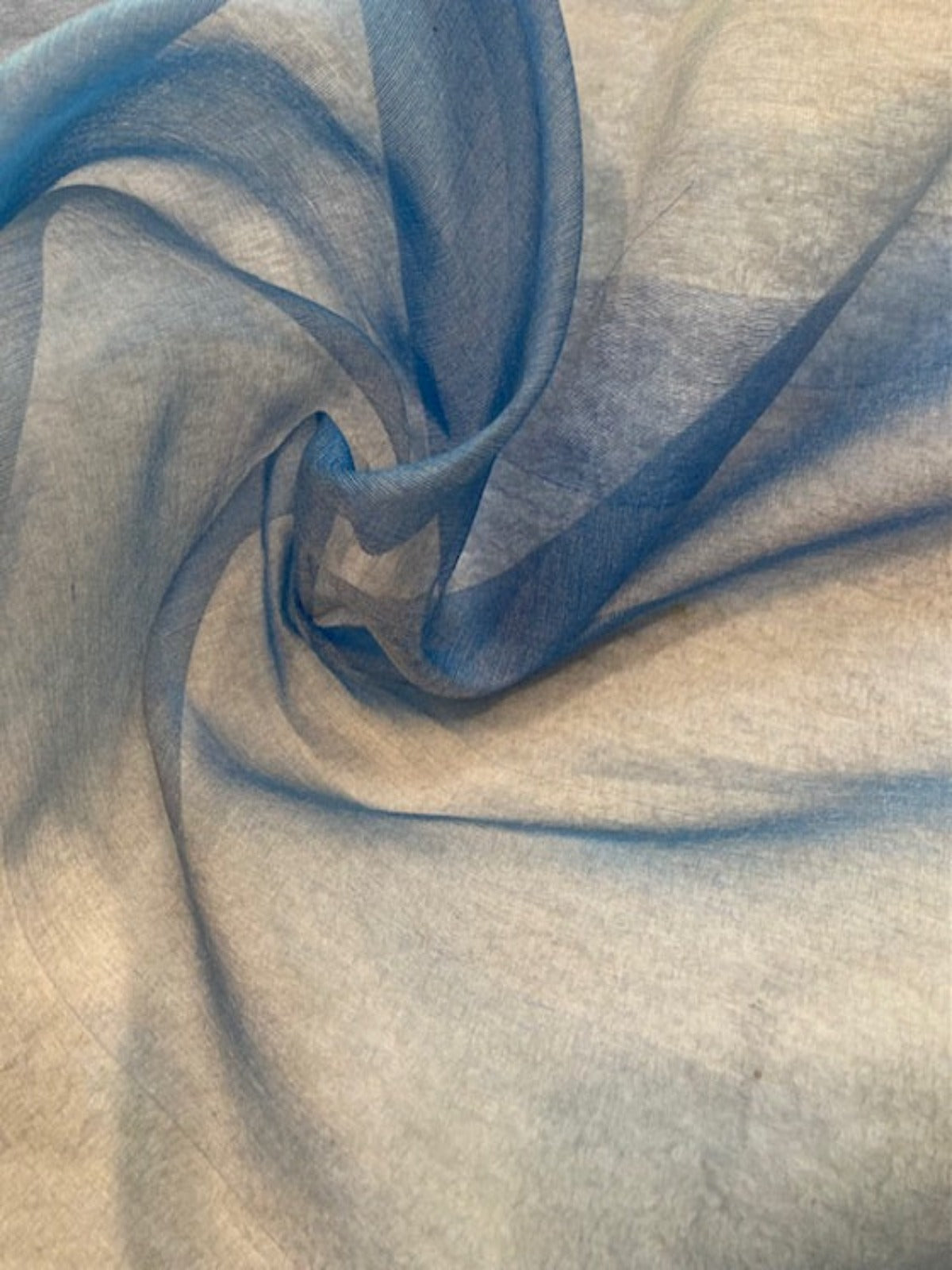 KingFisher/Sky Blue Broad Stripe Silk Organza