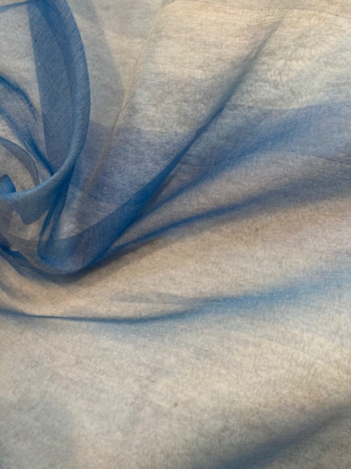 KingFisher/Sky Blue Broad Stripe Silk Organza