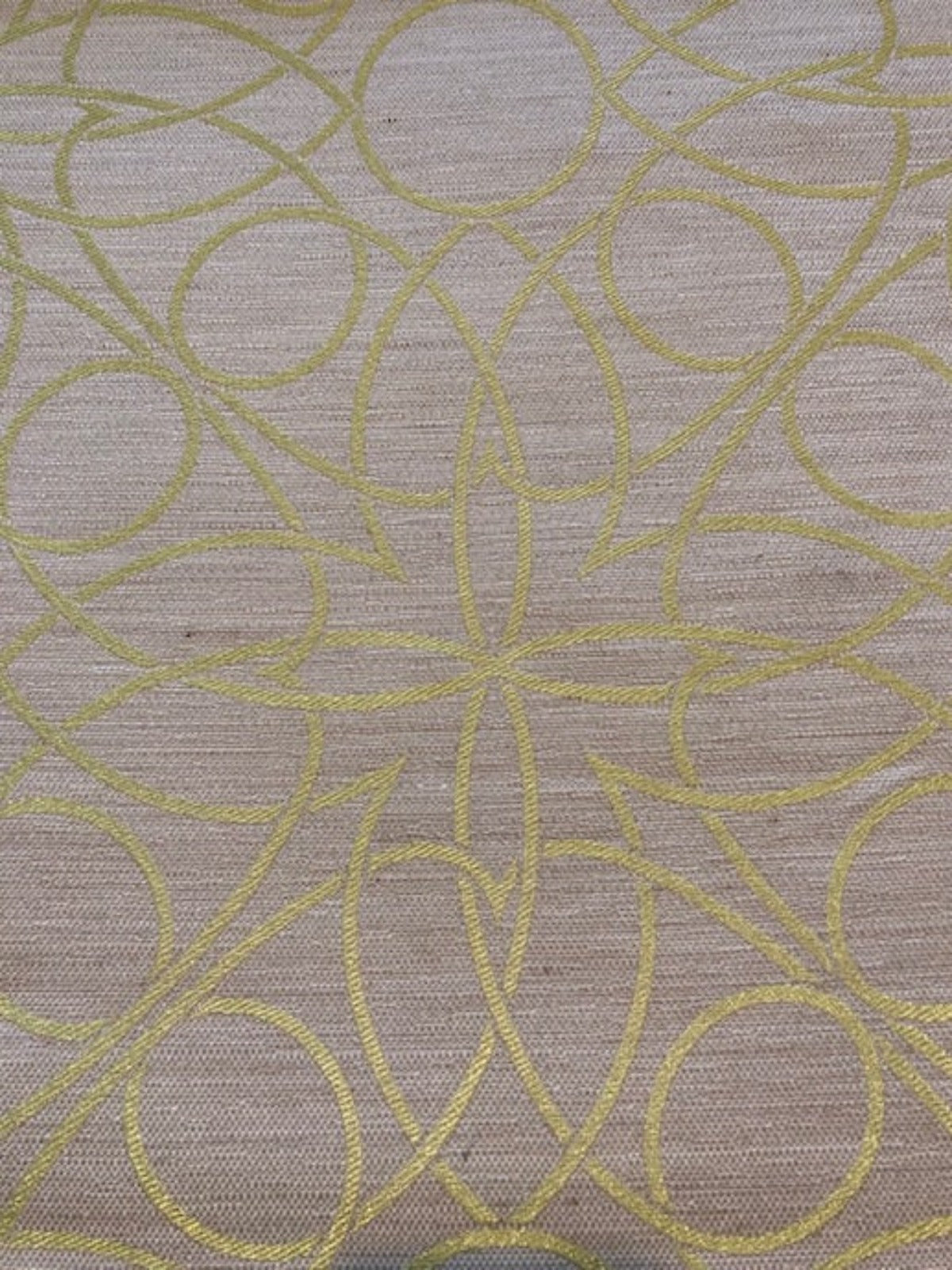 Lime on Beige Jacquard Fabric 140cm – Textured Furnishing Fabric for Interiors
