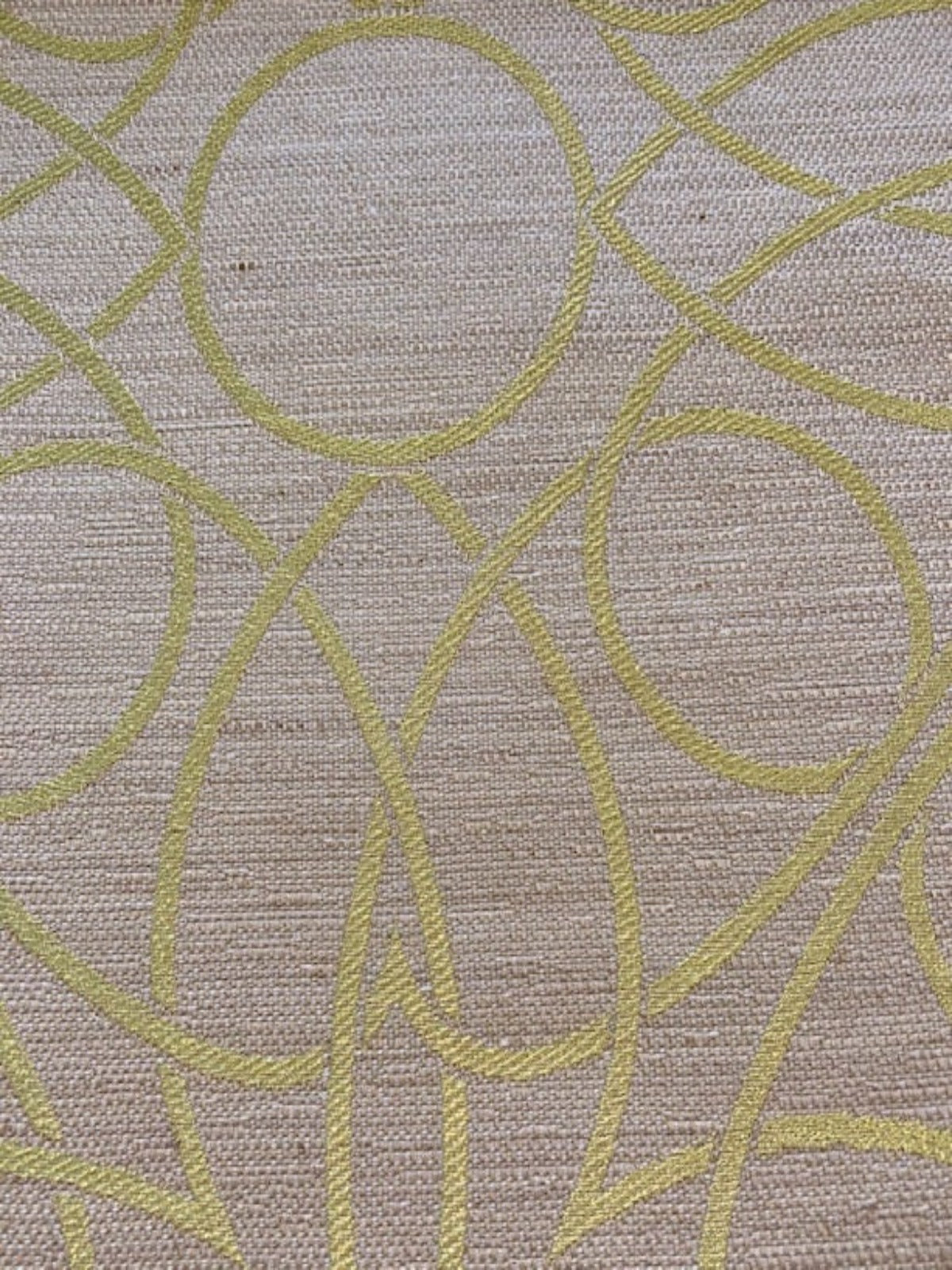 Lime on Beige Jacquard Fabric 140cm – Textured Furnishing Fabric for Interiors