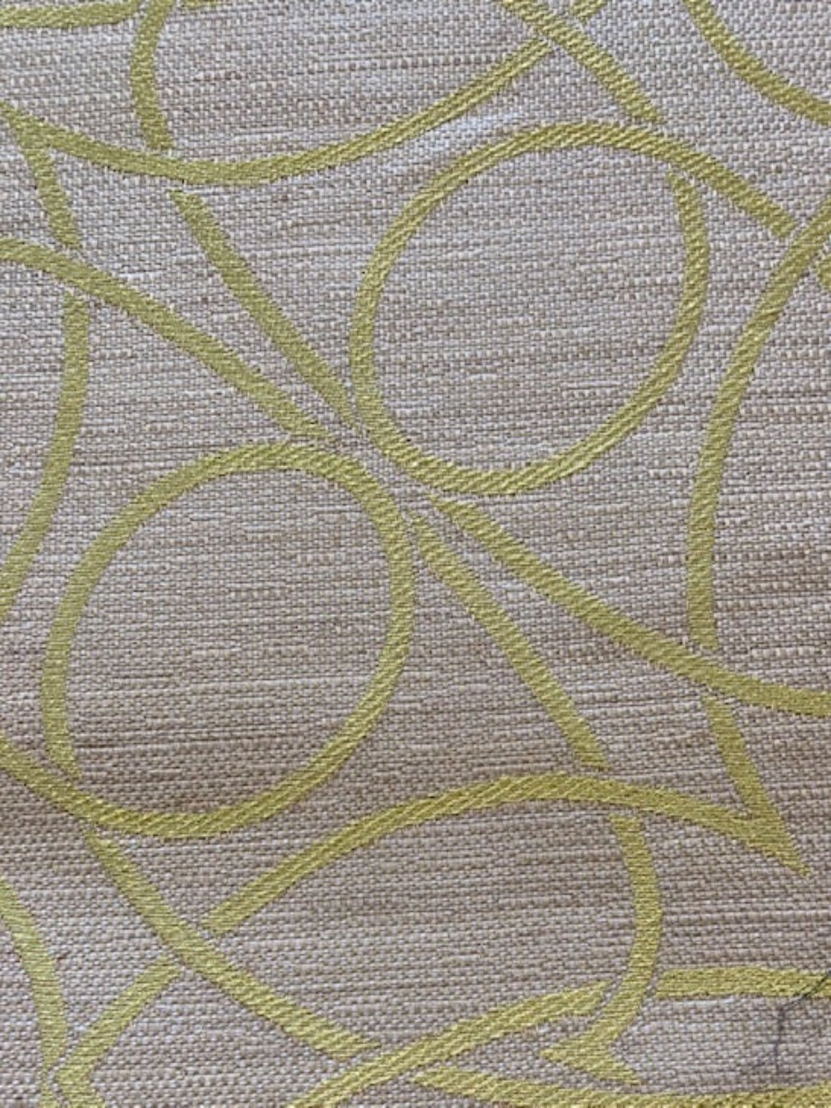 Lime on Beige Jacquard Fabric 140cm – Textured Furnishing Fabric for Interiors