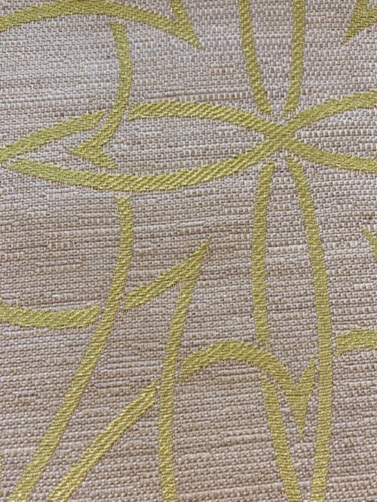 Lime on Beige Jacquard Fabric 140cm – Textured Furnishing Fabric for Interiors