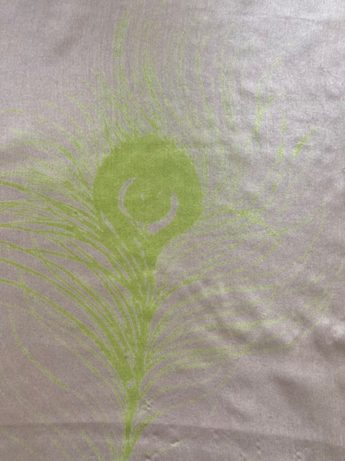 Lime Peacock feather on Nude Blush Silk chiffon
