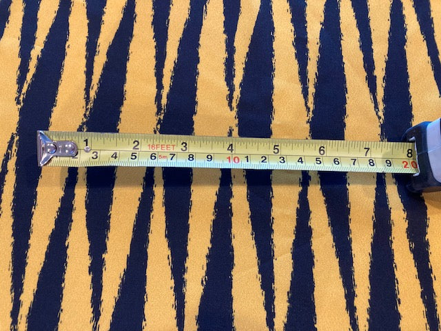 Mustard Long Triangle Print on Black Crepe De Chine