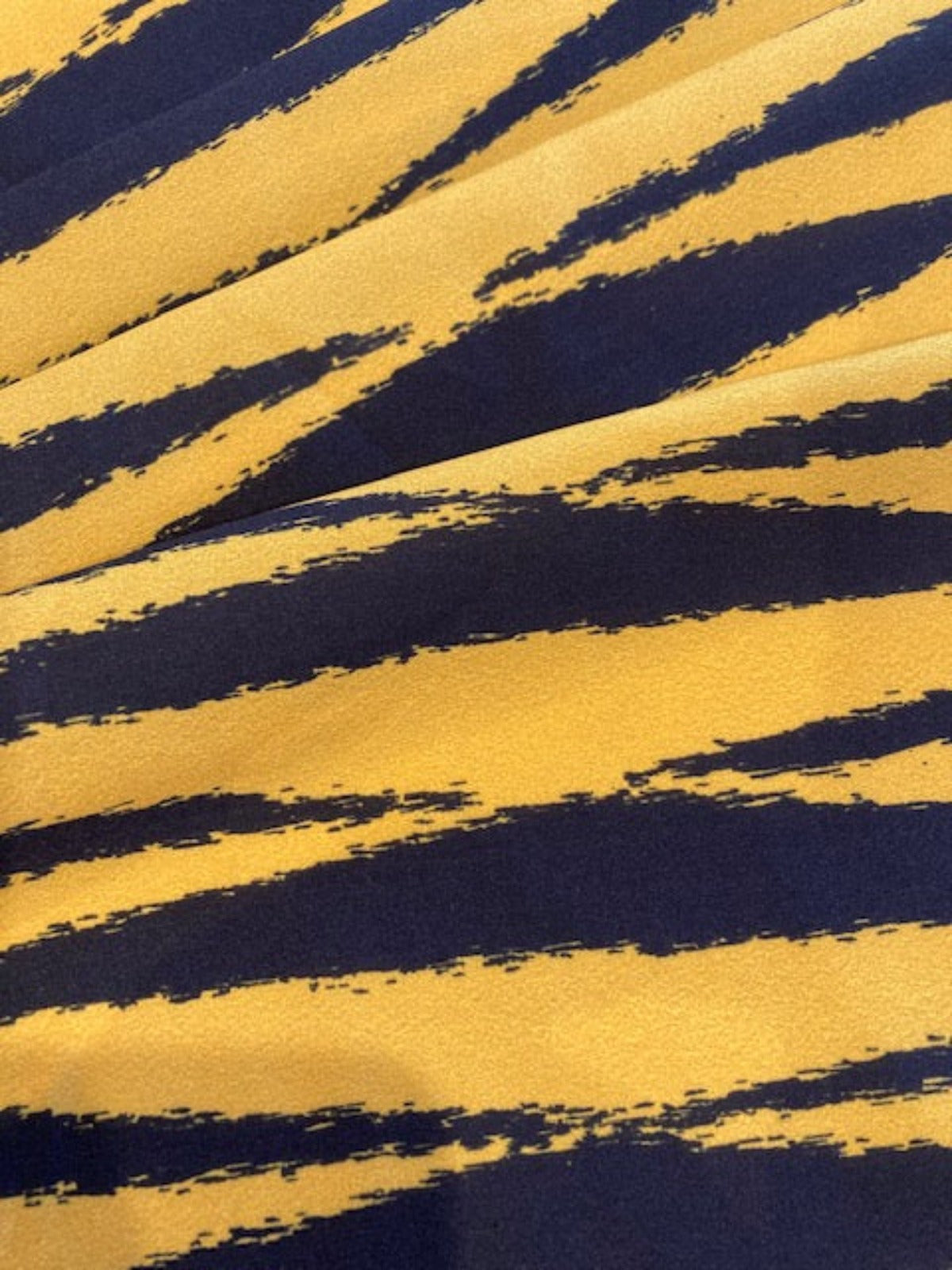 Mustard Long Triangle Print on Black Crepe De Chine