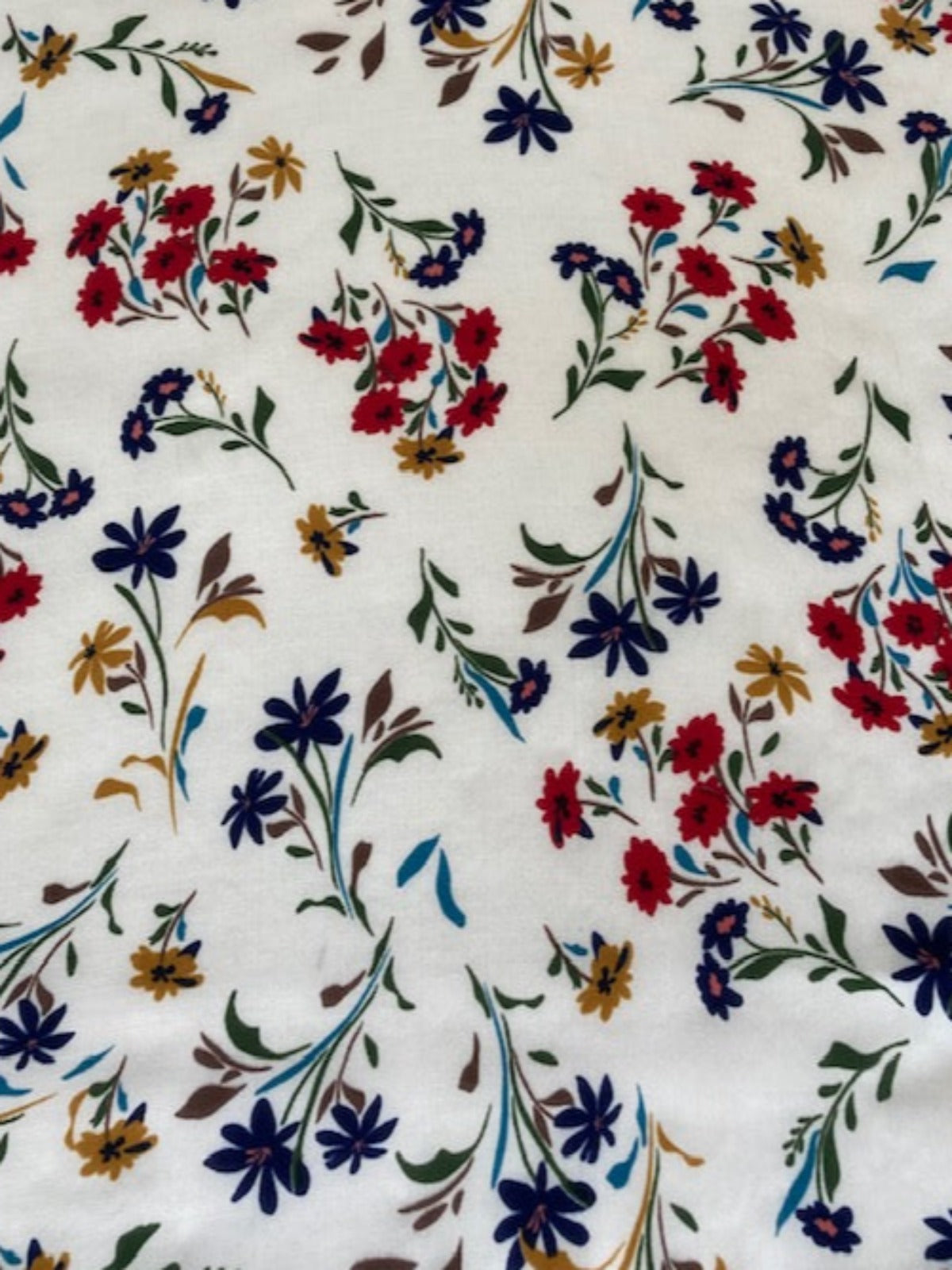 Multi Country Flowers on White Blouse Weight