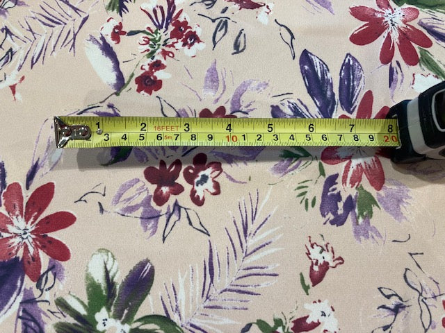 Multi Flowers on Nude Blush Crepe De Chine