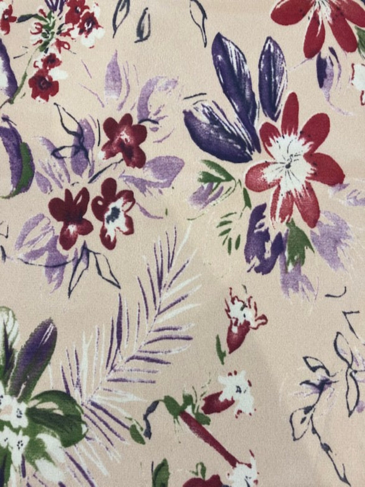 Multi Flowers on Nude Blush Crepe De Chine