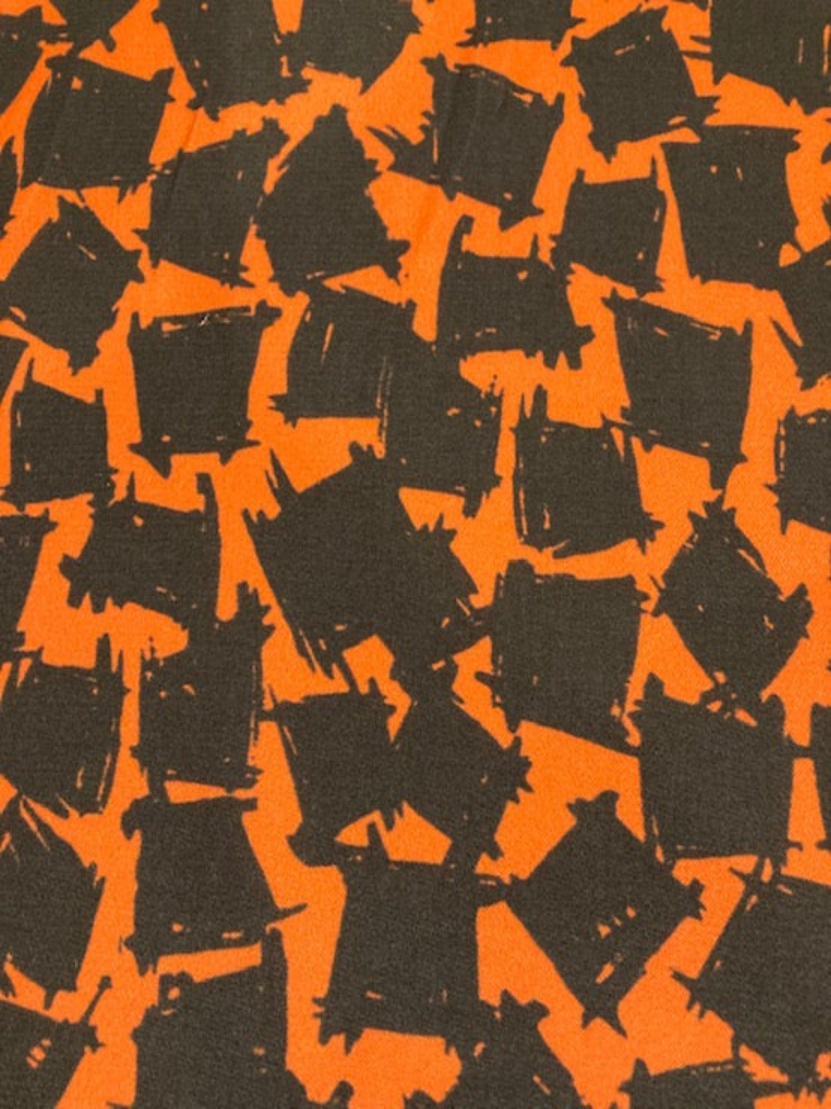 Black Abstract Blocks on Orange – Dress Weight 100% Polyester, 145 cm Wide