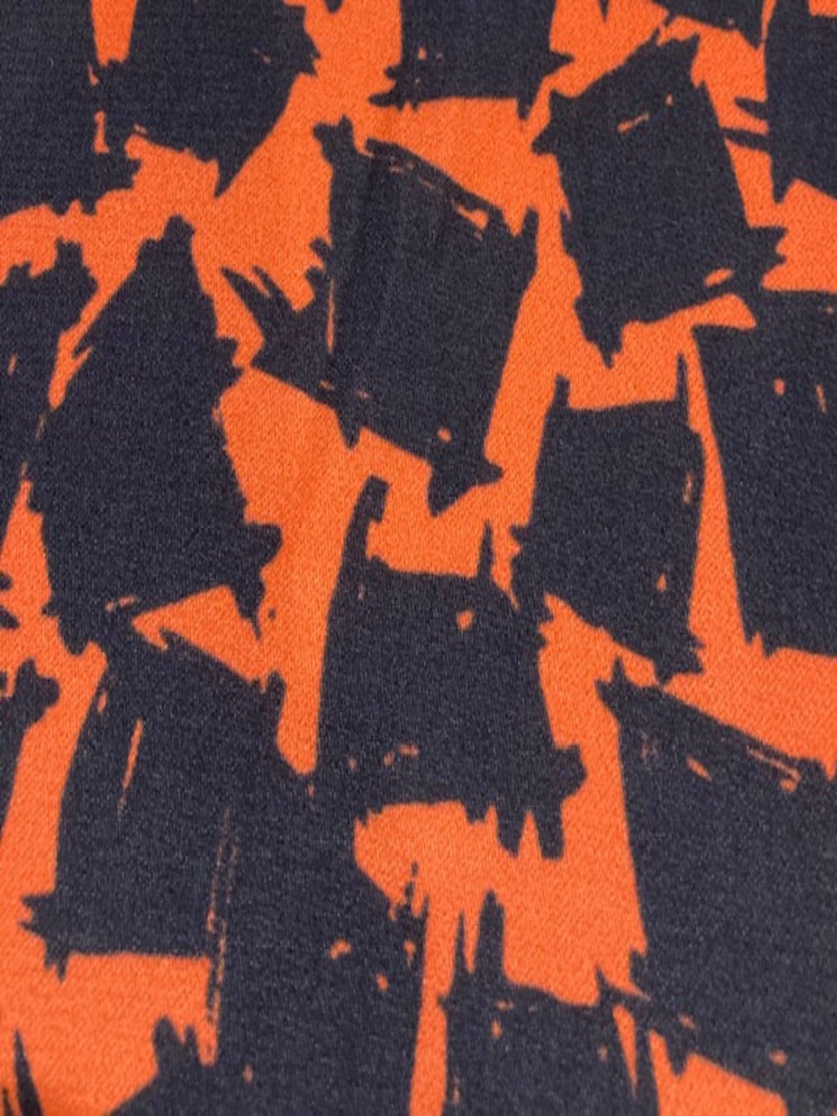 Black Abstract Blocks on Orange – Dress Weight 100% Polyester, 145 cm Wide