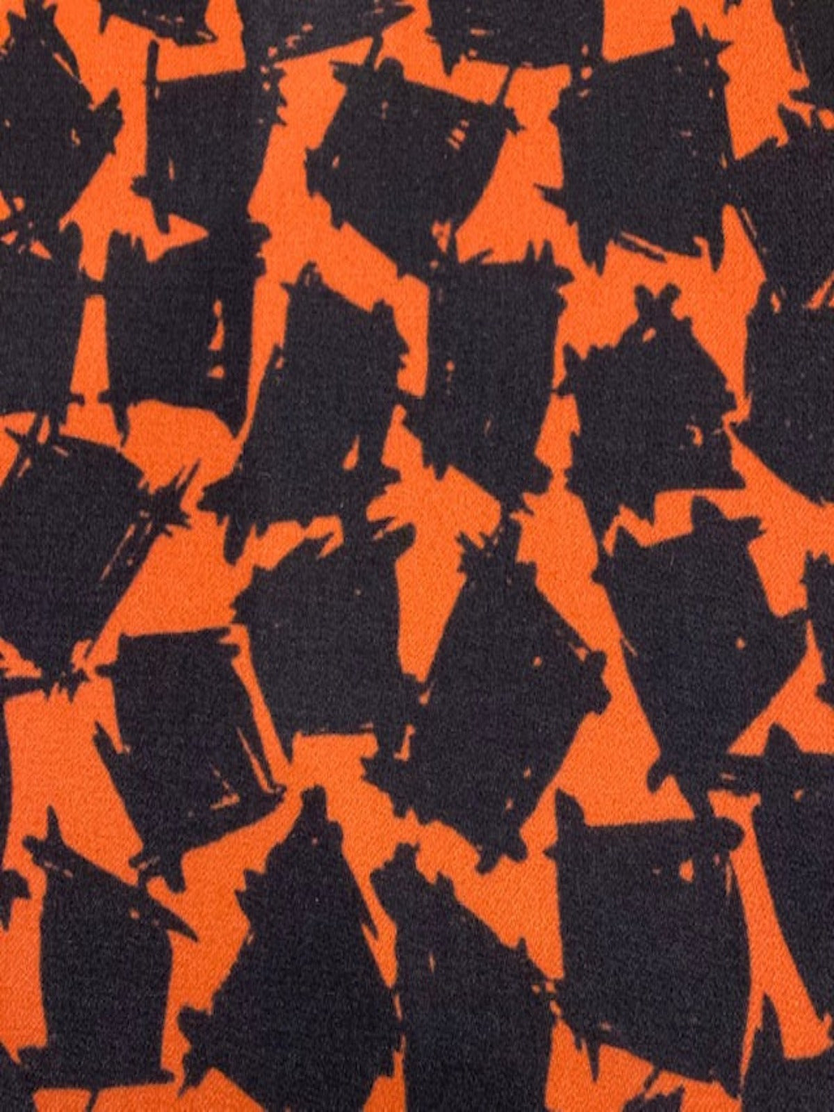 Black Abstract Blocks on Orange – Dress Weight 100% Polyester, 145 cm Wide