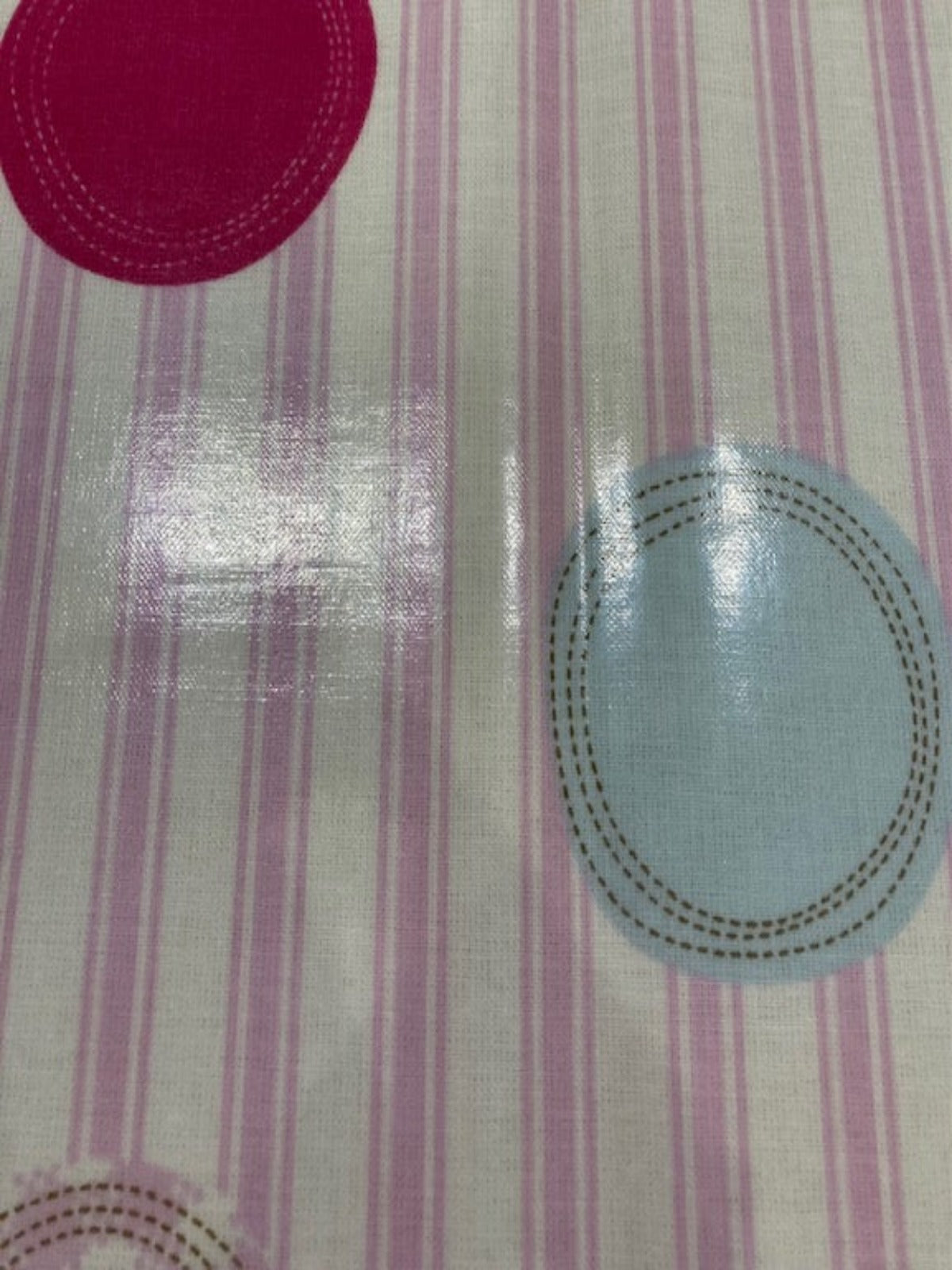 Patches on Pink Stripe on PVC Coated Cotton