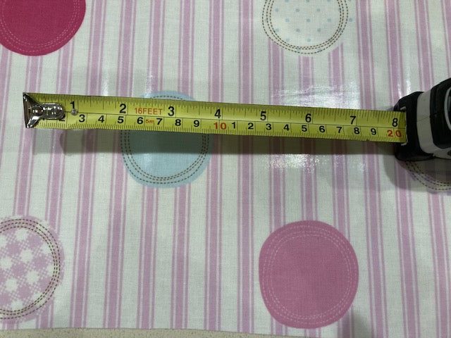 Patches on Pink Stripe on PVC Coated Cotton