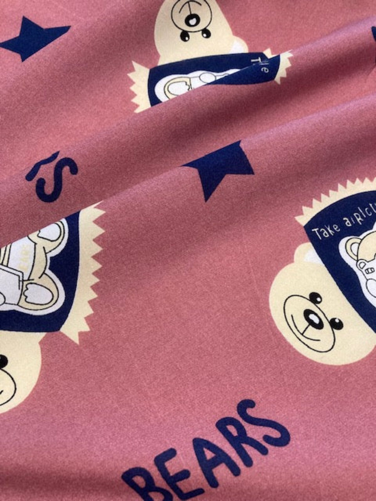 Bears Print on Dark Pink Viscose – Fun & Fashionable