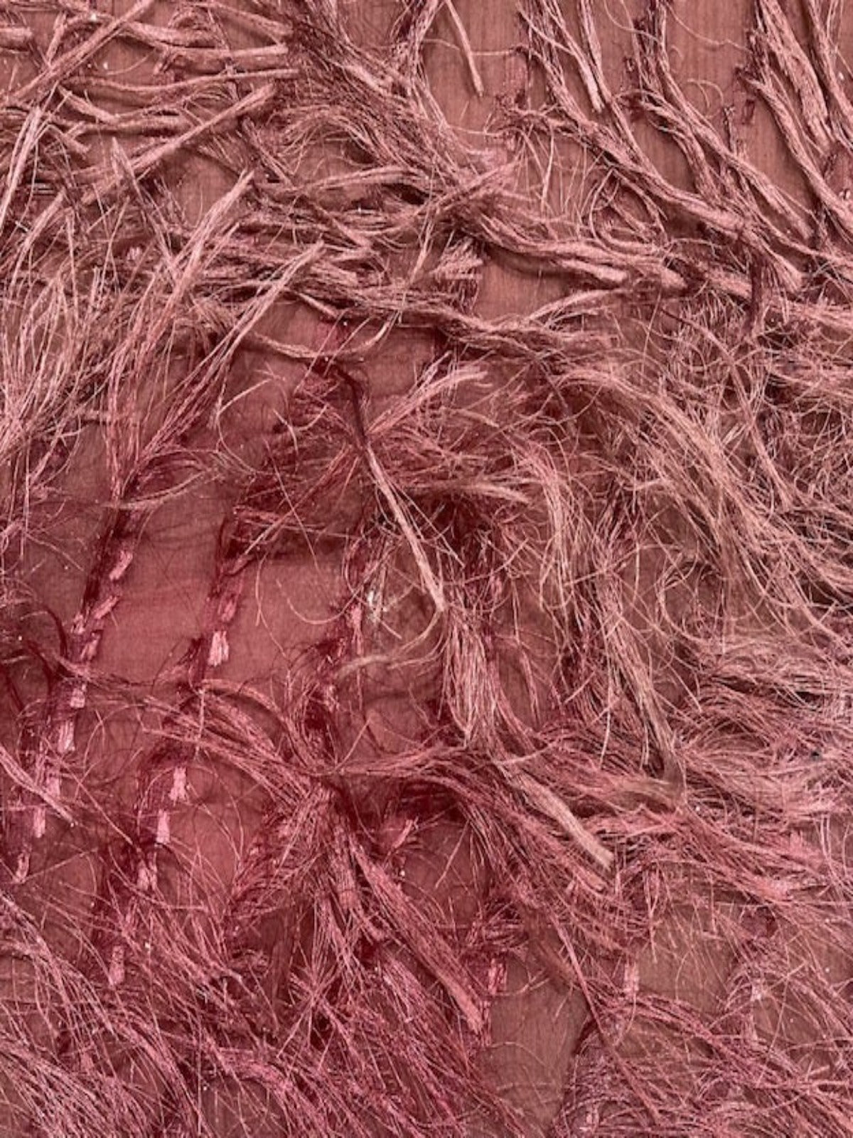 Mauve Diagonally Running Tassels with Overprint