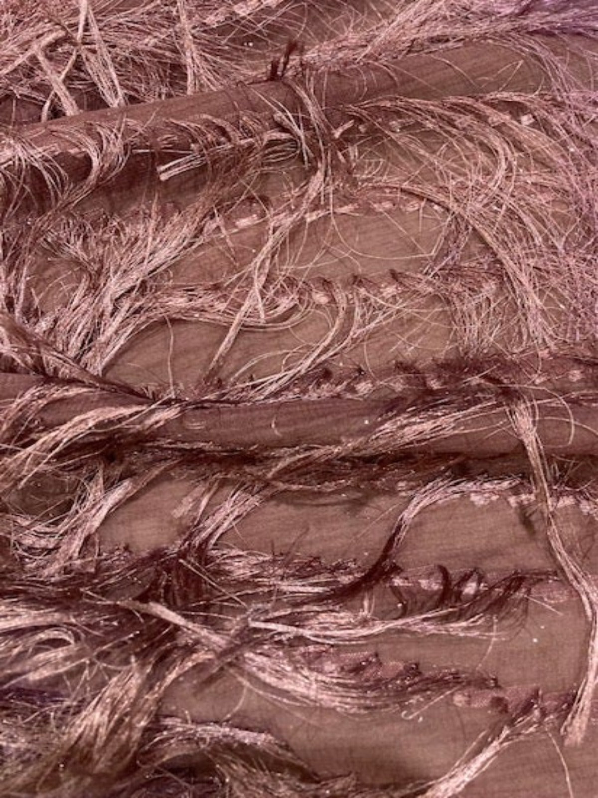 Mauve Diagonally Running Tassels with Overprint