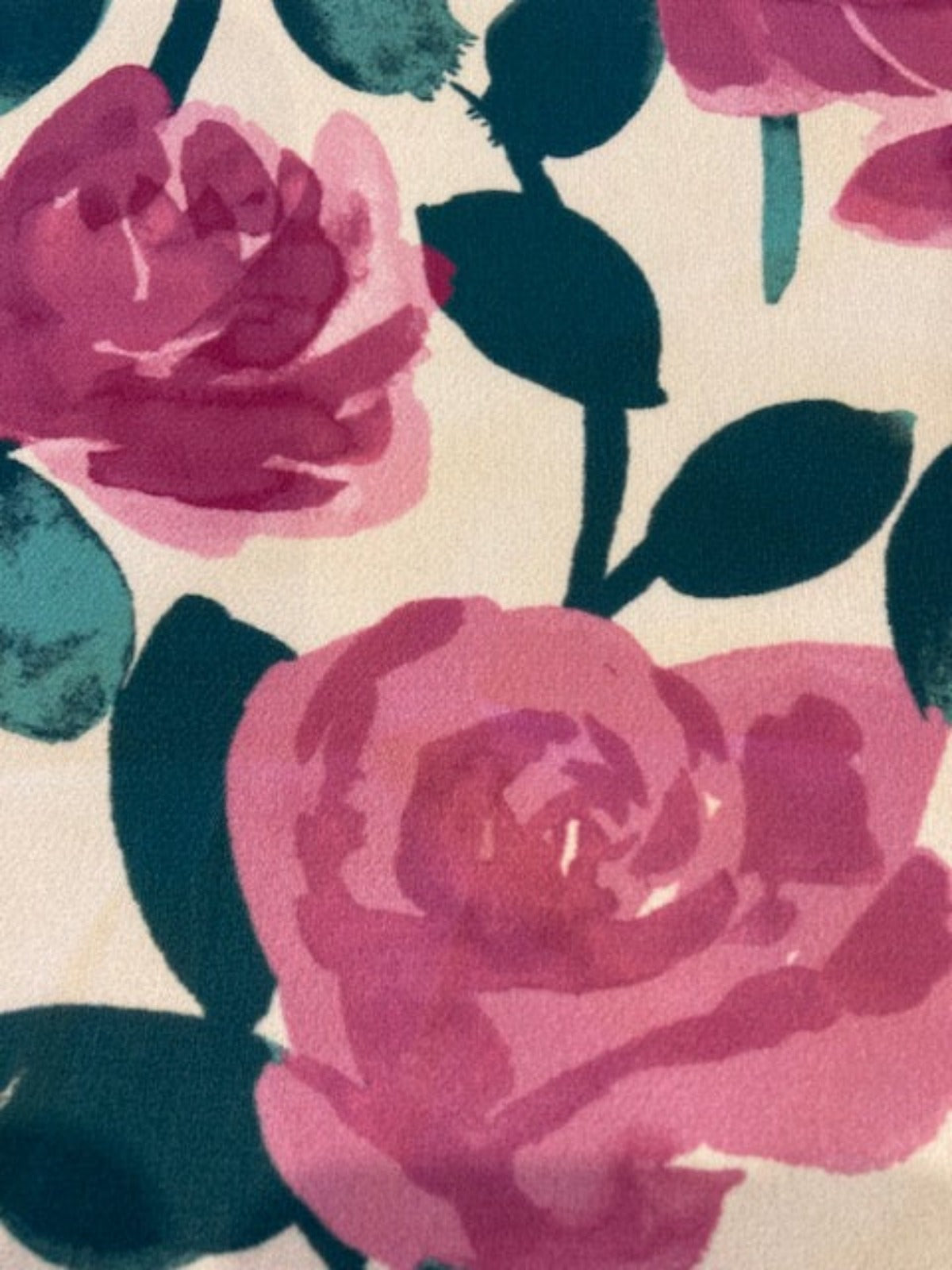 Pink Roses on Dress Weight Crepe – Elegant & Flowing