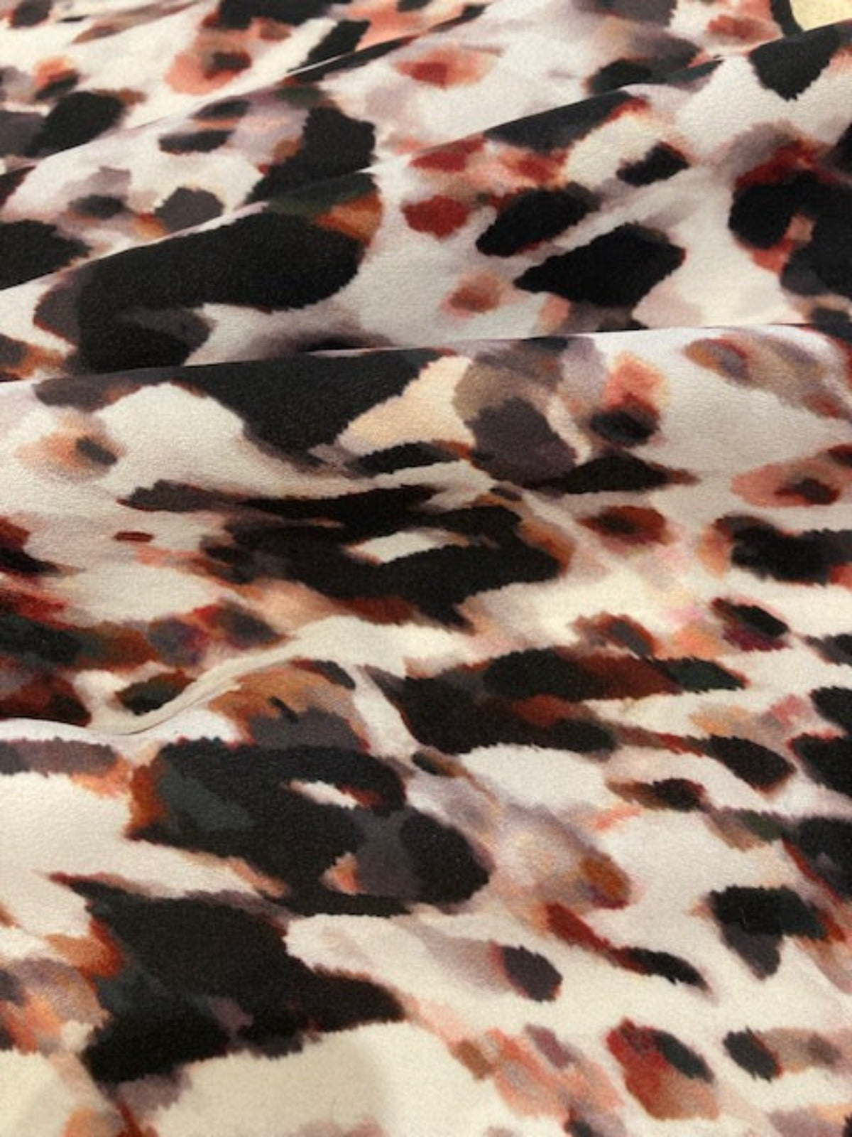 Rust / Black Abstract Animal Skin on Crepe De Chine