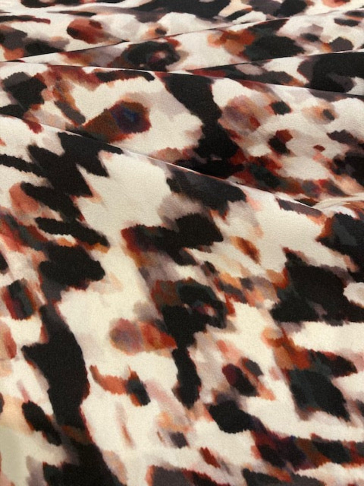 Rust / Black Abstract Animal Skin on Crepe De Chine