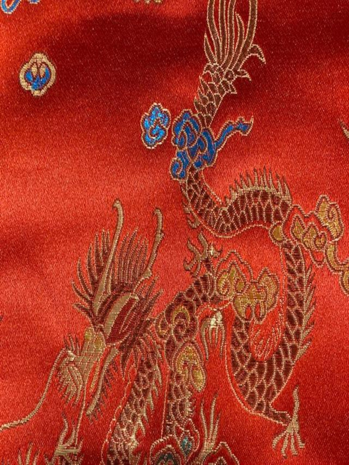 Red Satin Dragon Oriental Style Jacquard