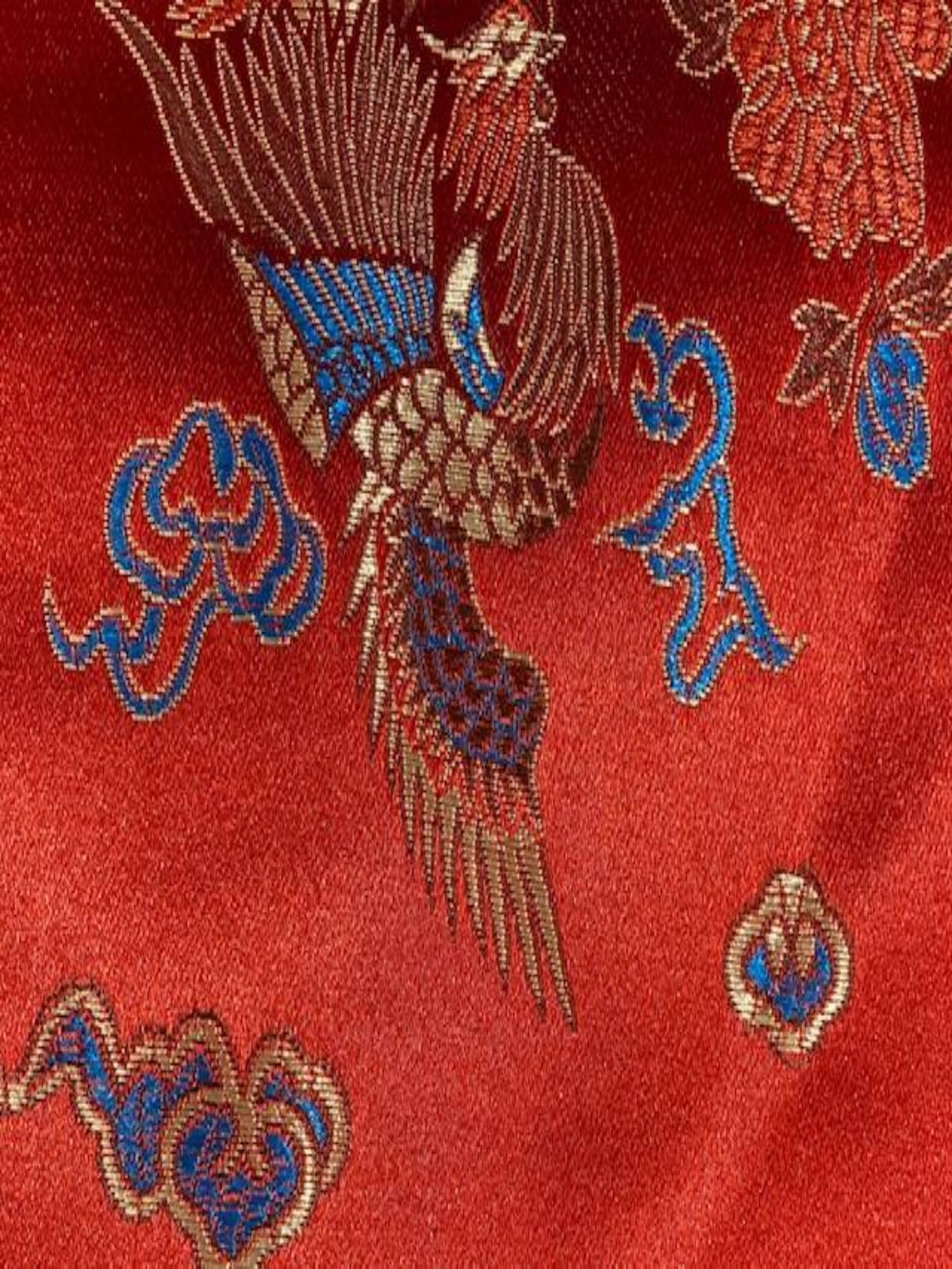 Red Satin Dragon Oriental Style Jacquard