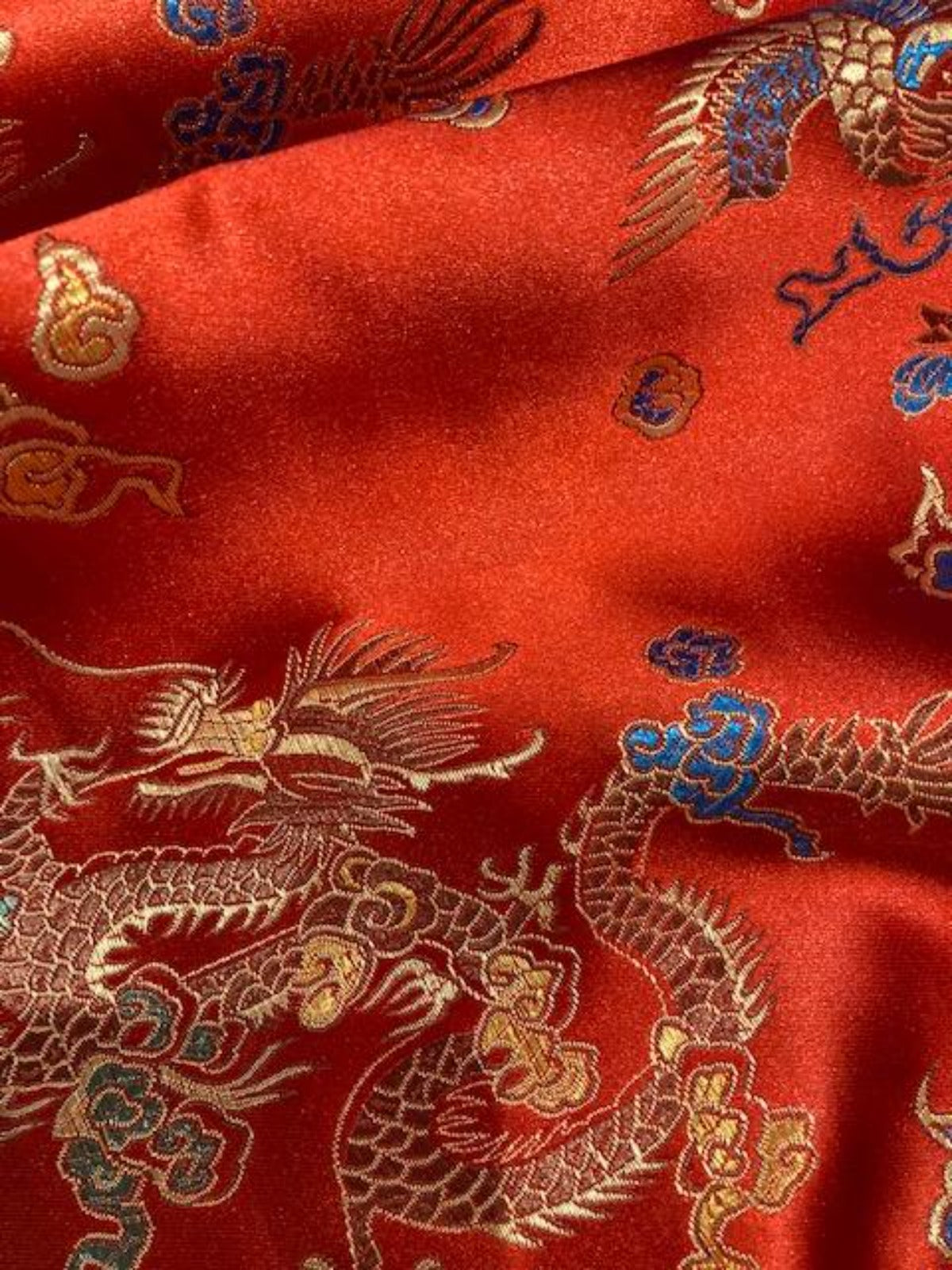 Red Satin Dragon Oriental Style Jacquard
