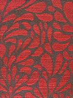 Red on Charcoal Furnishing Jacquard with Fire Retardant Backing
